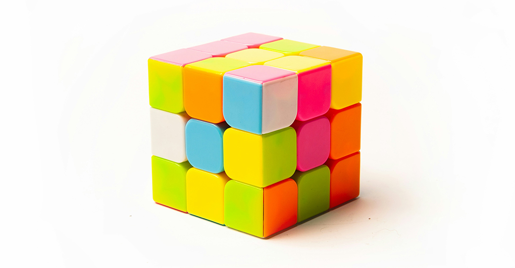 A brightly colored Rubik's Cube.
